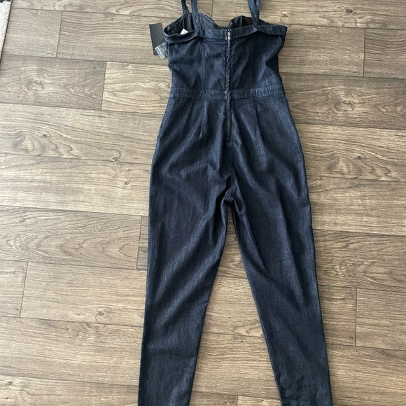GUESS Dark Denim Corset Jumpsuit Romper Pinup Barbie size 29 Medium - Picture 6 of 12